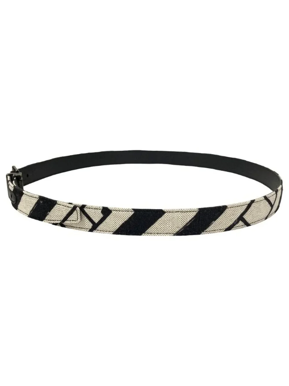 Dolce & Gabbana D&G All Over Pattern Canvas Leather Belt 105 Black Ivory